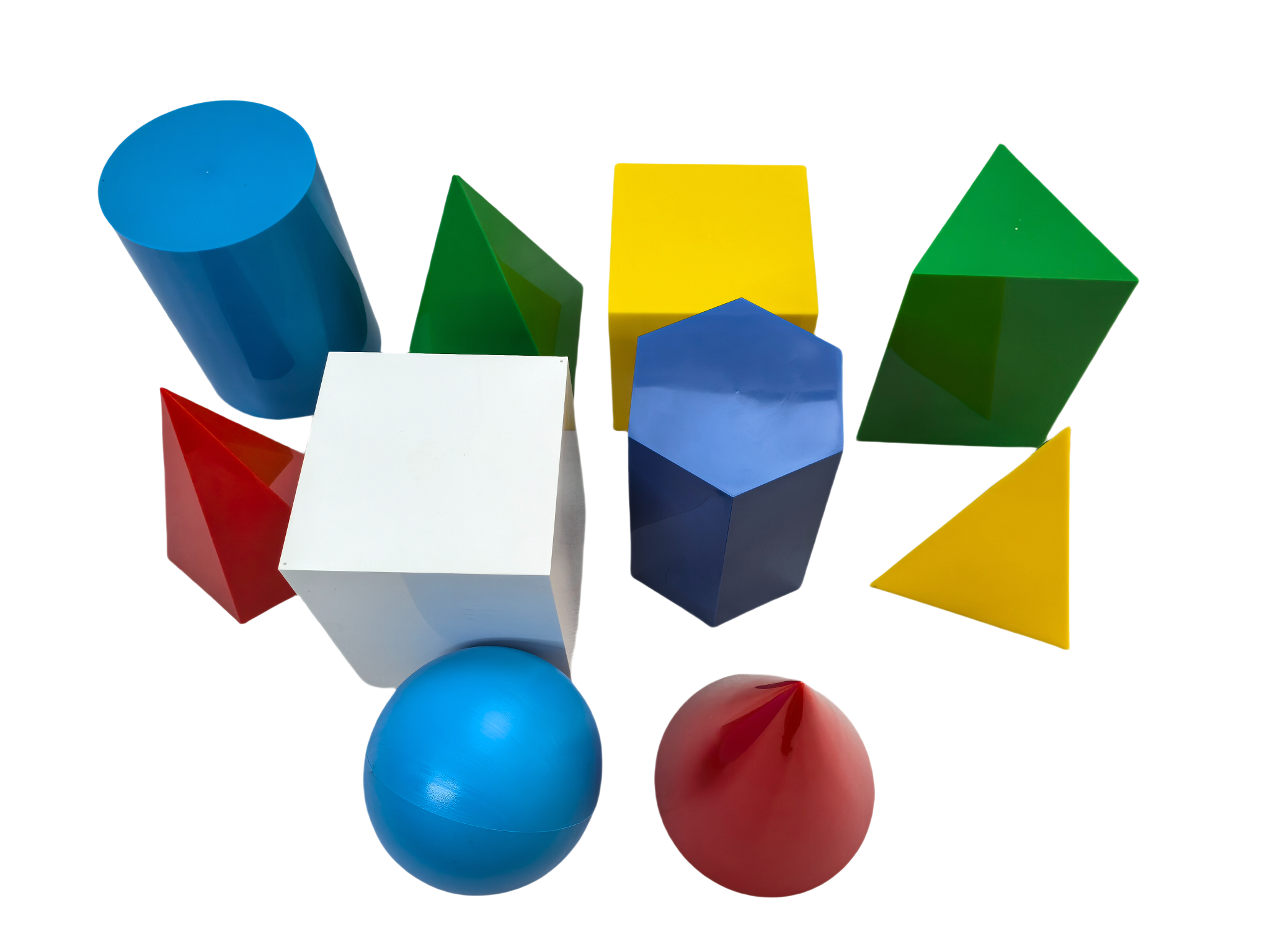 10 db műanyag geometriai modellkészlet, geometriai szilárdtest blokkok, geometriai alakzat készlet